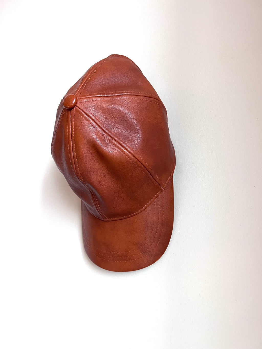 Brown Faux Leather Cap