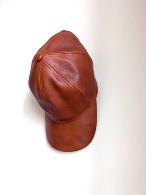 Brown Faux Leather Cap