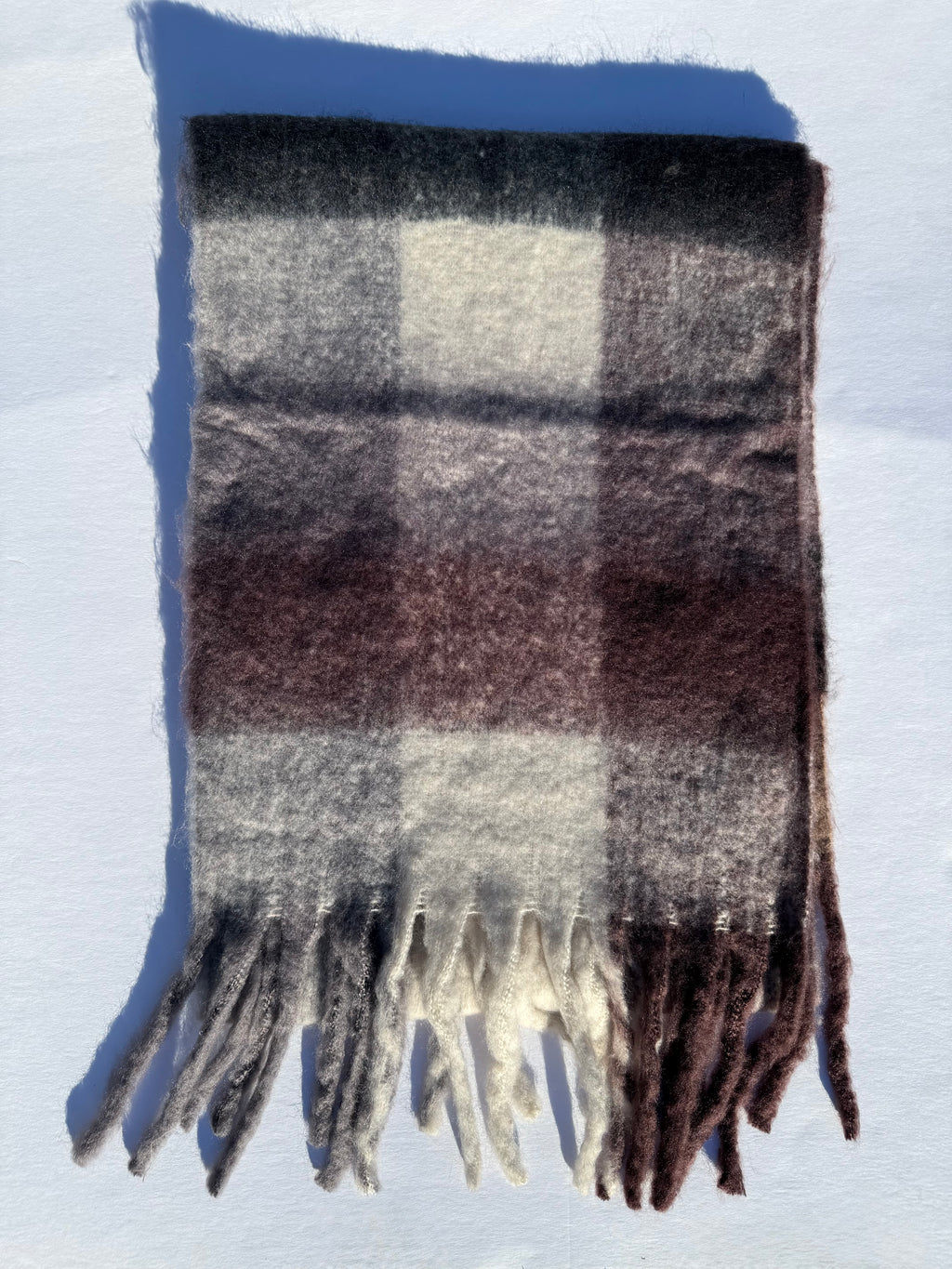 Recycled Wool Mohair Scarf - Brunette