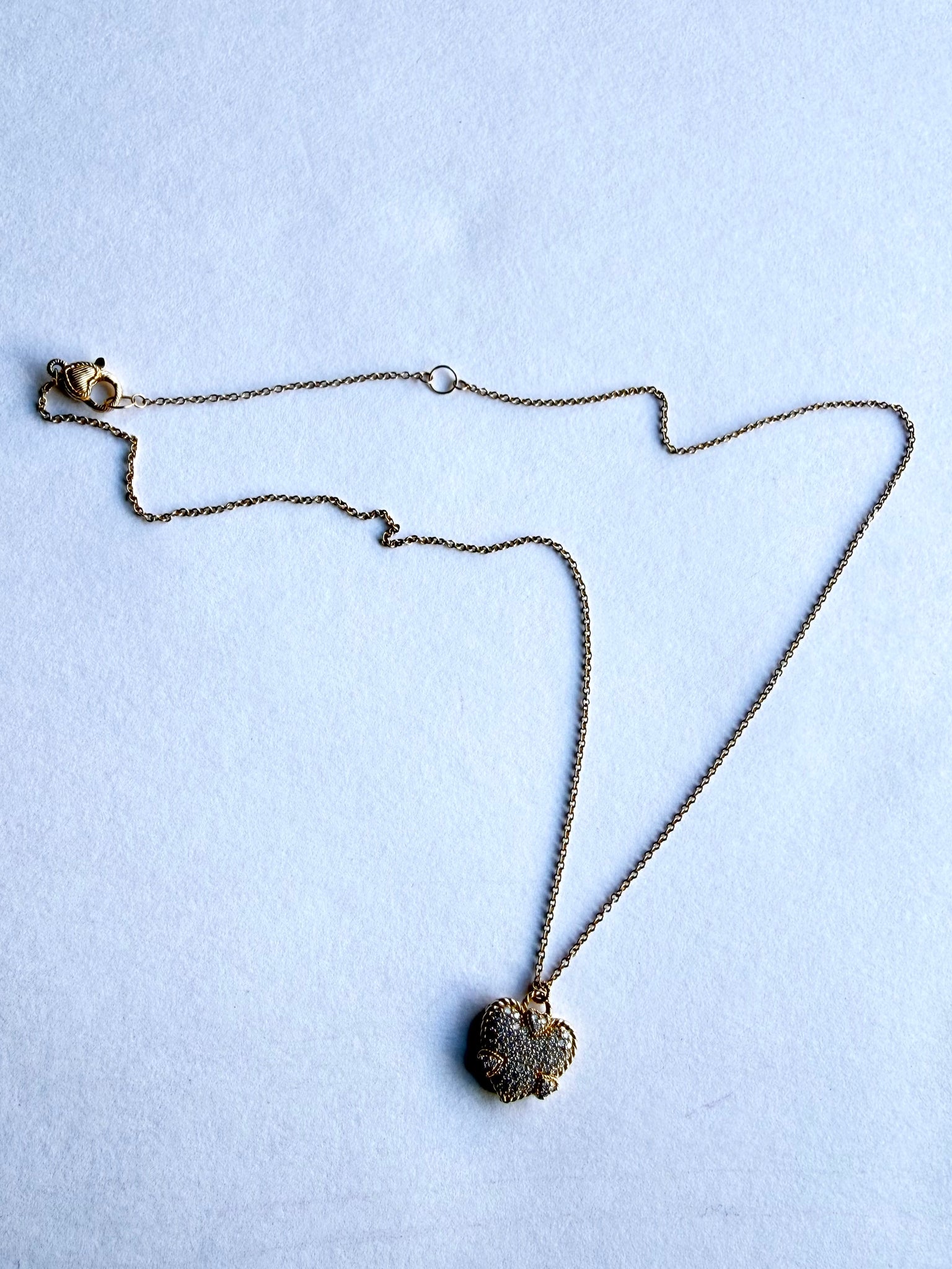 Gold & Diamond Heart Necklace with Heart Clasp