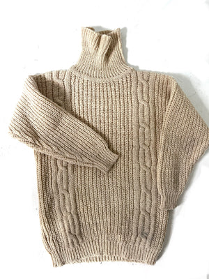 Cream Wool Turtleneck Sweater