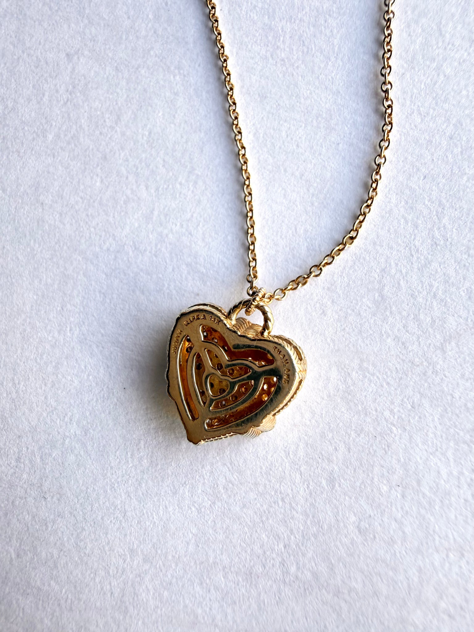 Gold & Diamond Heart Necklace with Heart Clasp