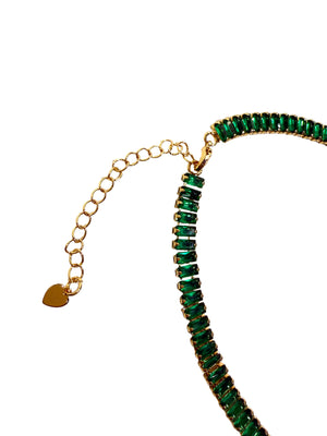 18K Gold Filled Baguette Tennis Necklace  by DUNIA