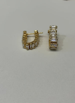 18K Gold Filled Baguette Earrings - Clear by DUNIA