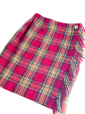 Plaid Alpaca Wool Skirt