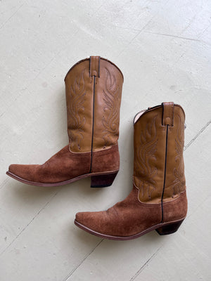 Golden Leather & Suede Western Boots