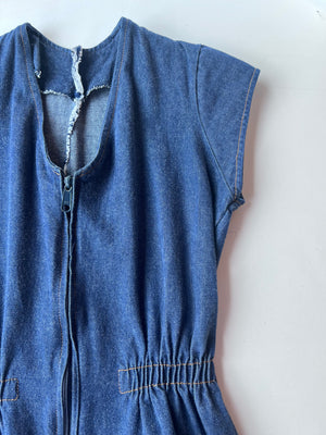 Dark Denim Cropped Jumpsuit