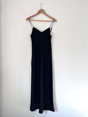 Bias-cut Black Satin Slip Dress by Ralph Lauren