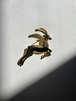 Leaping Stag Golden Brooch