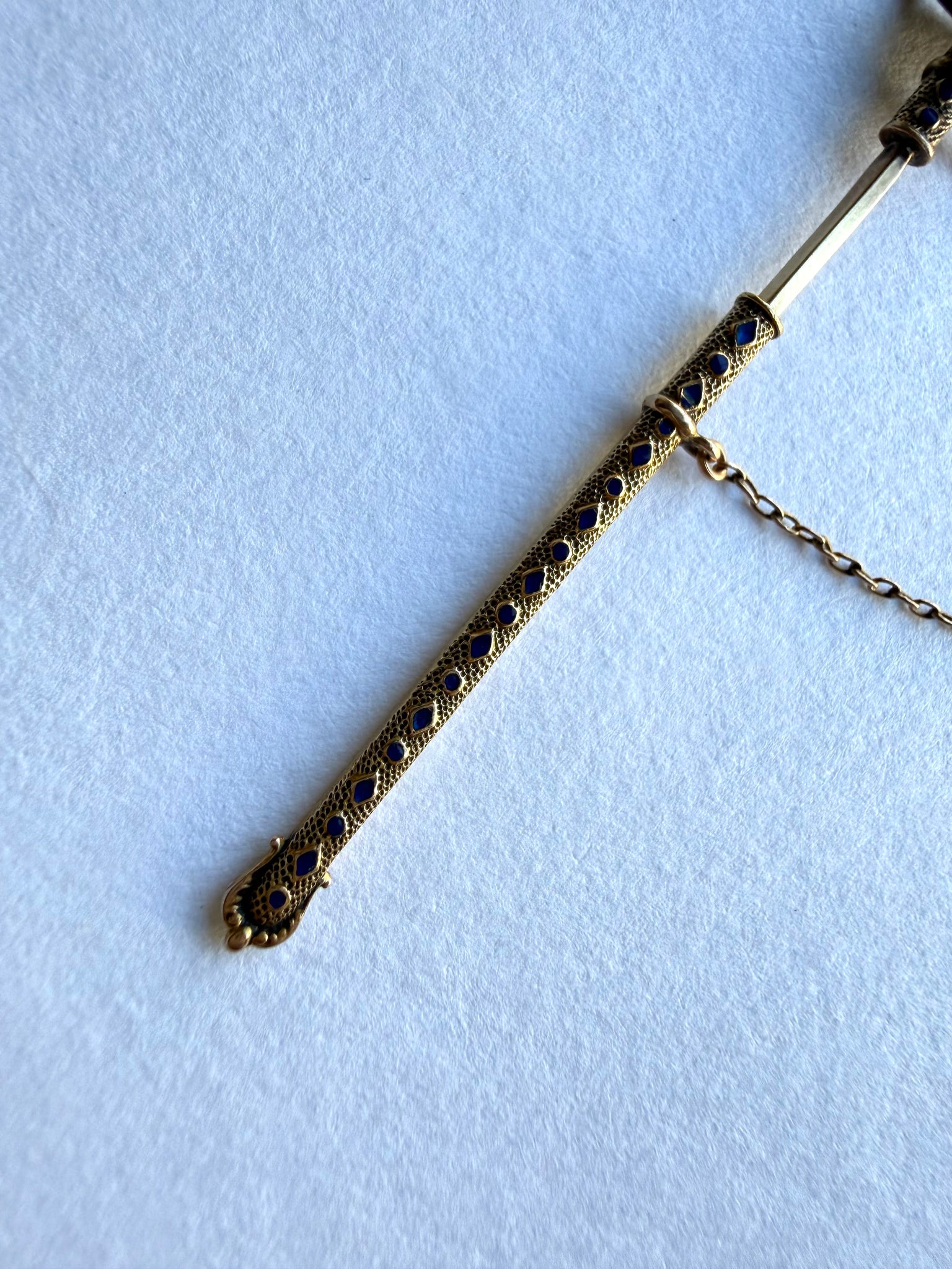 Antique Gold Enamel Sword Pin