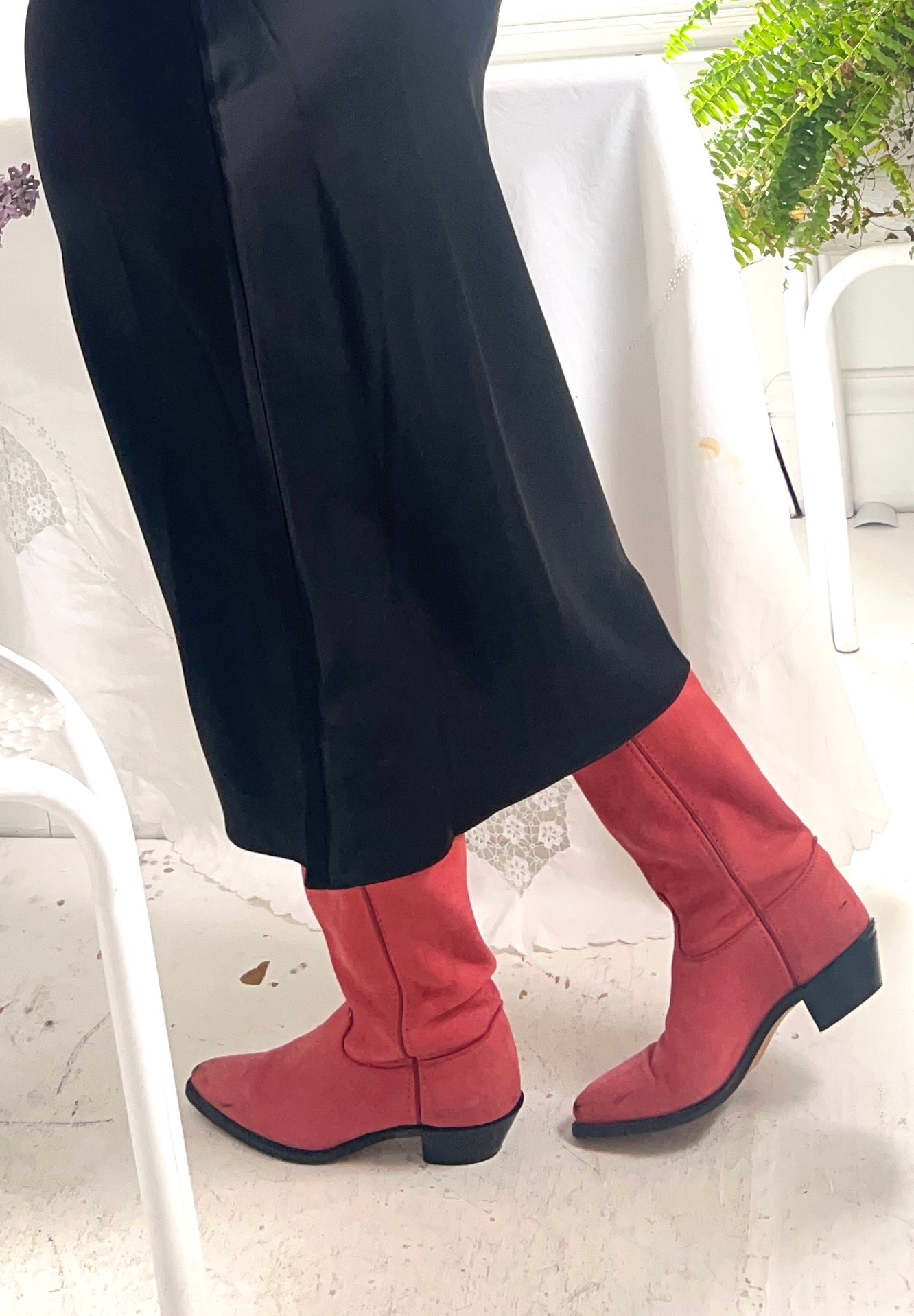 Red Suede Western Boots