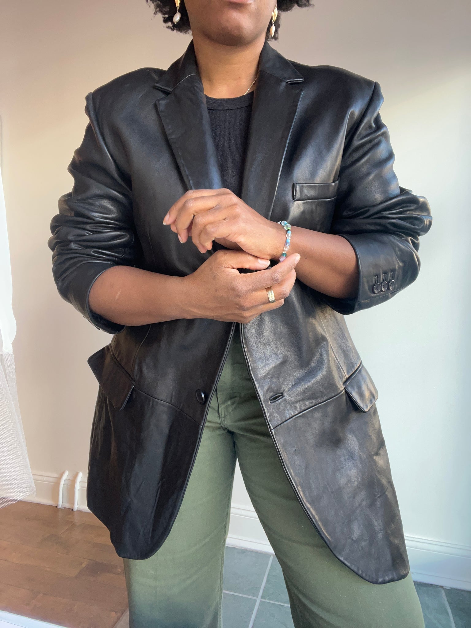 Black Leather Blazer