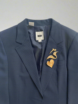 Navy Pinstriped Blazer  by DKNY