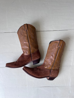 Golden Leather & Suede Western Boots