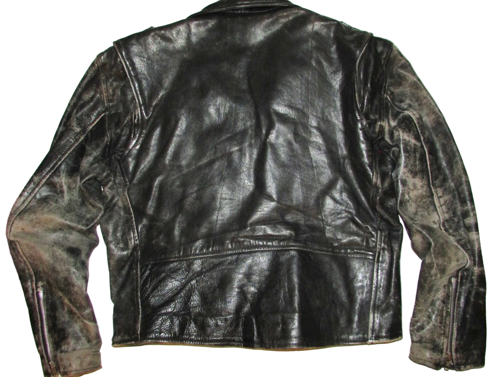 Black Leather Motorcycle Jacket - 44
