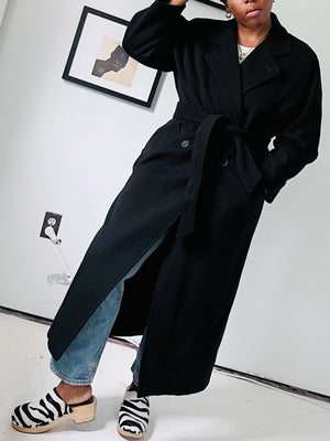 Black Wool Wrap Coat