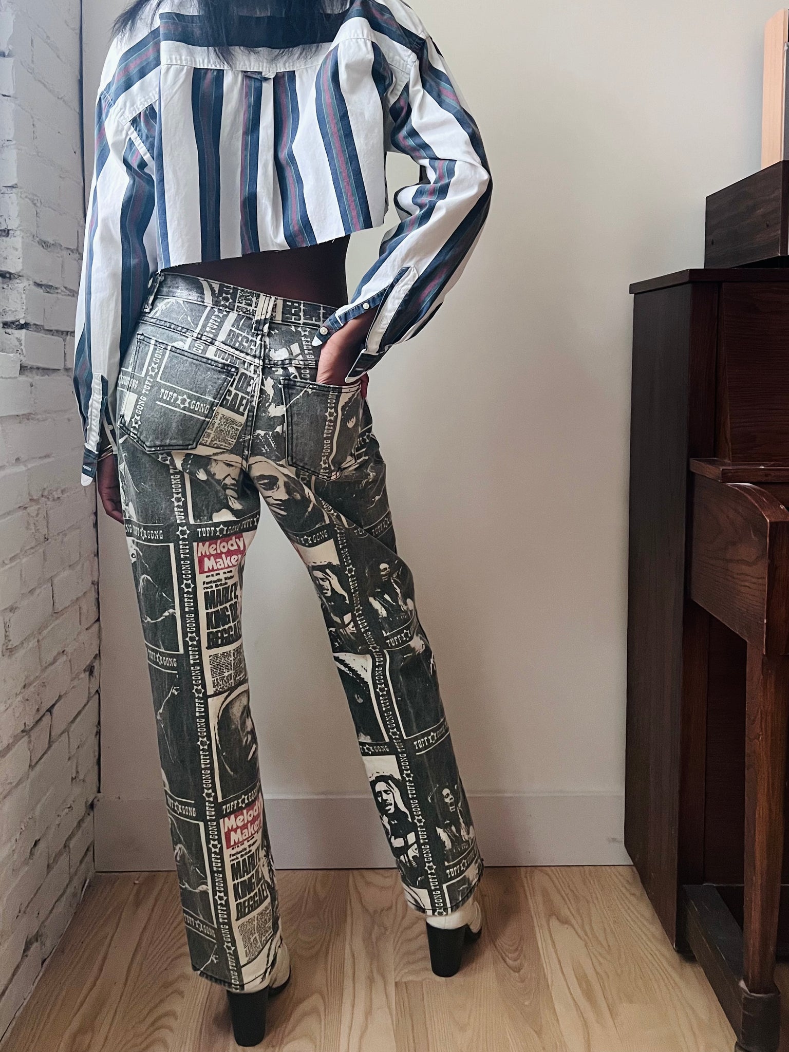 Vintage Bob Marley Printed Denim