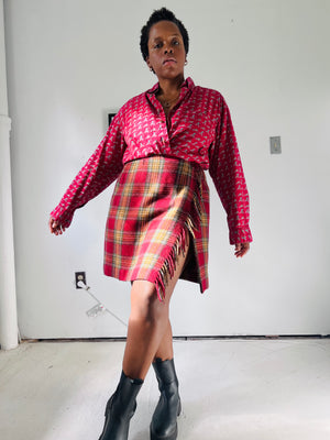 Plaid Alpaca Wool Skirt