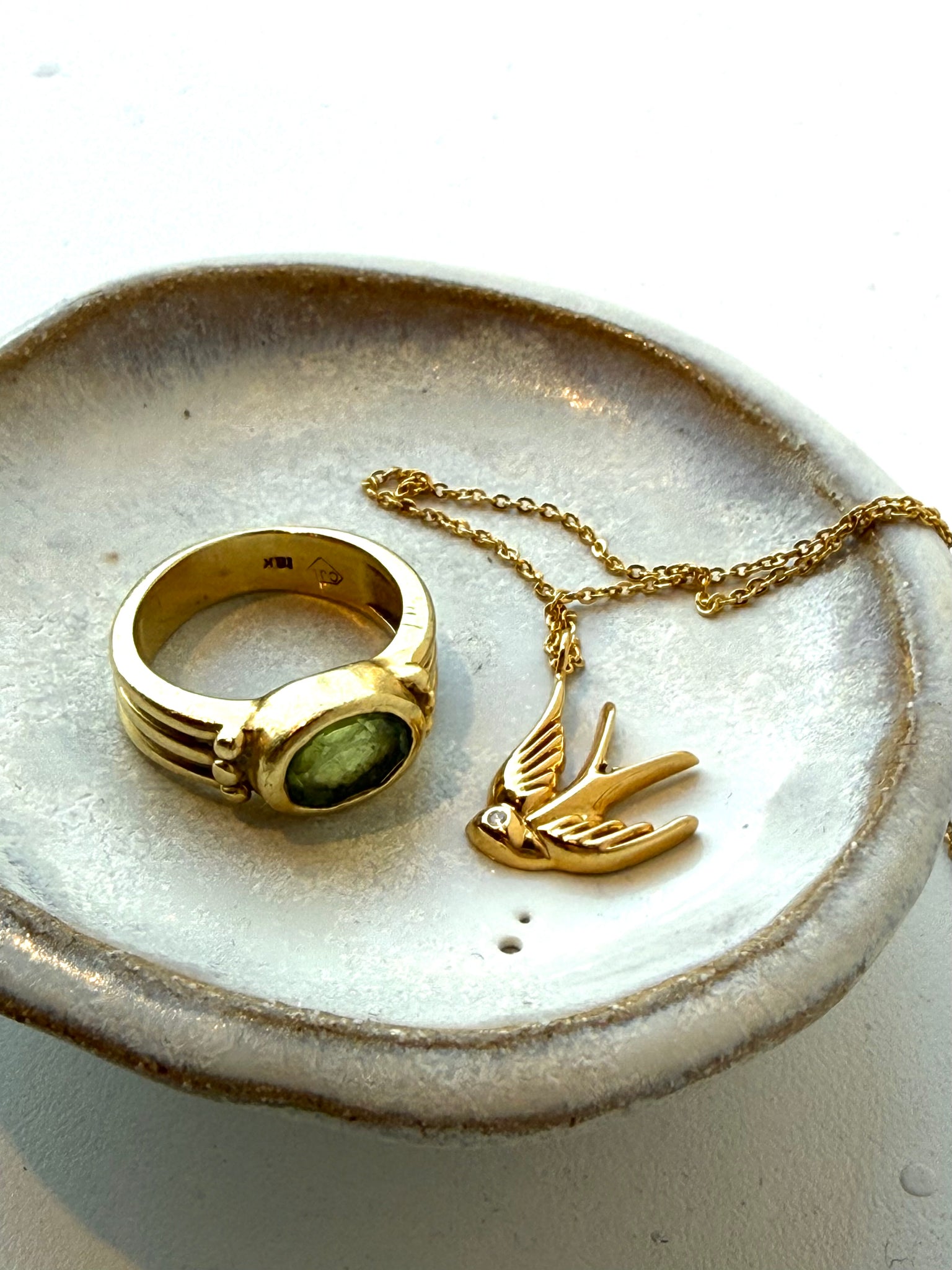 Gold Flying Sparrow Pendant Necklace