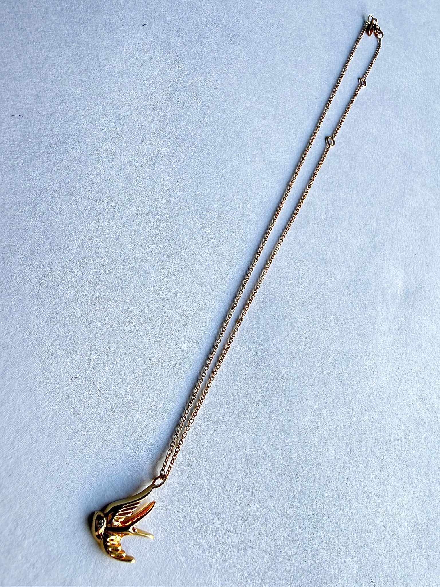 Gold Flying Sparrow Pendant Necklace