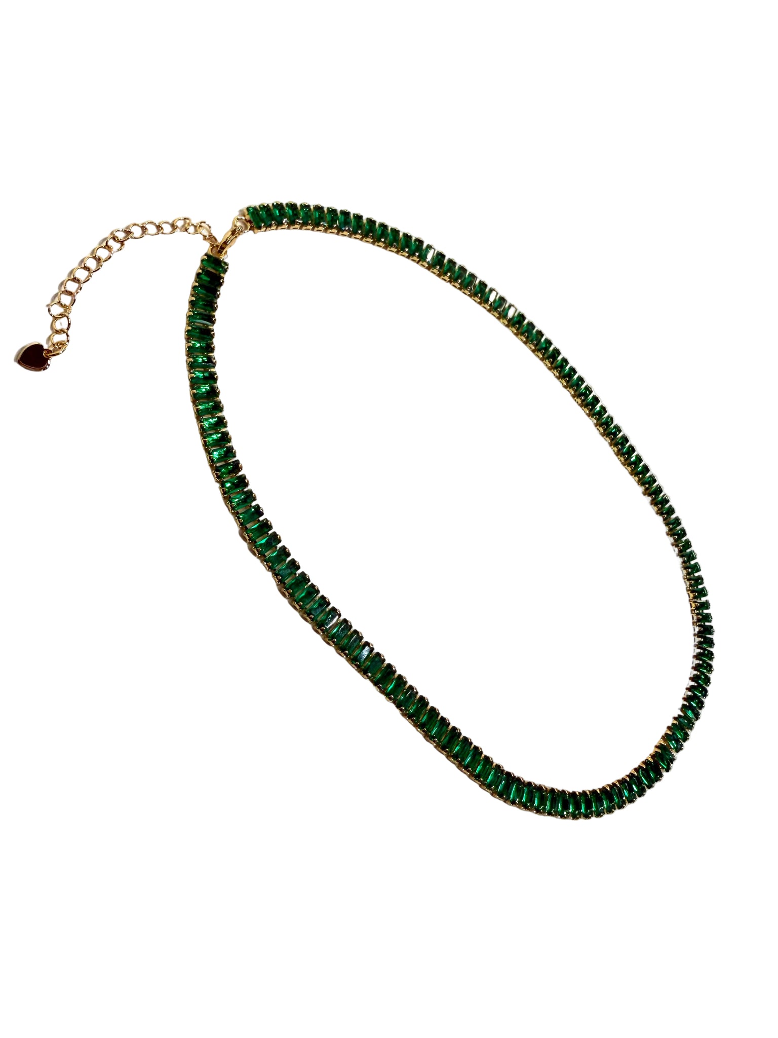 18K Gold Filled Baguette Tennis Necklace  by DUNIA