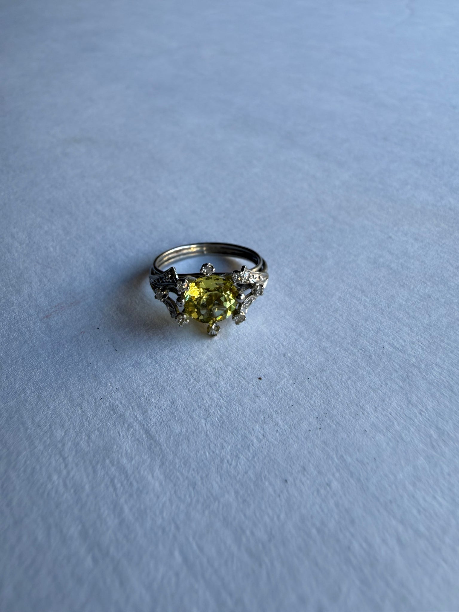 Gold Victorian Beryl & Diamond Ring
