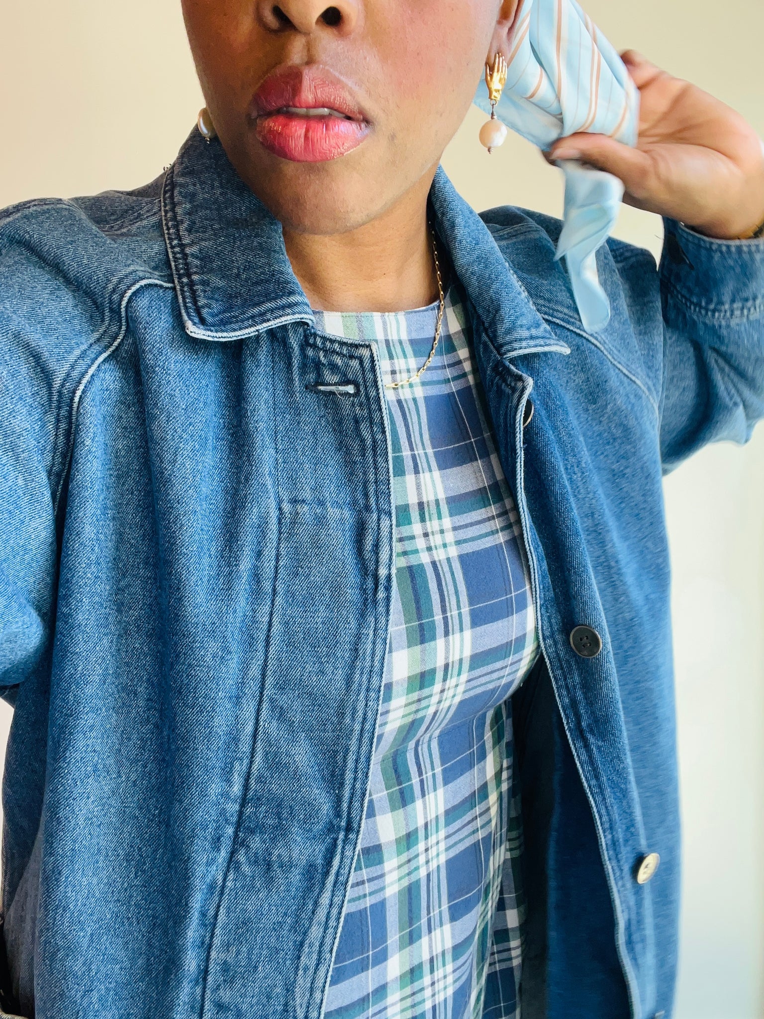 Medium Wash Denim Trench