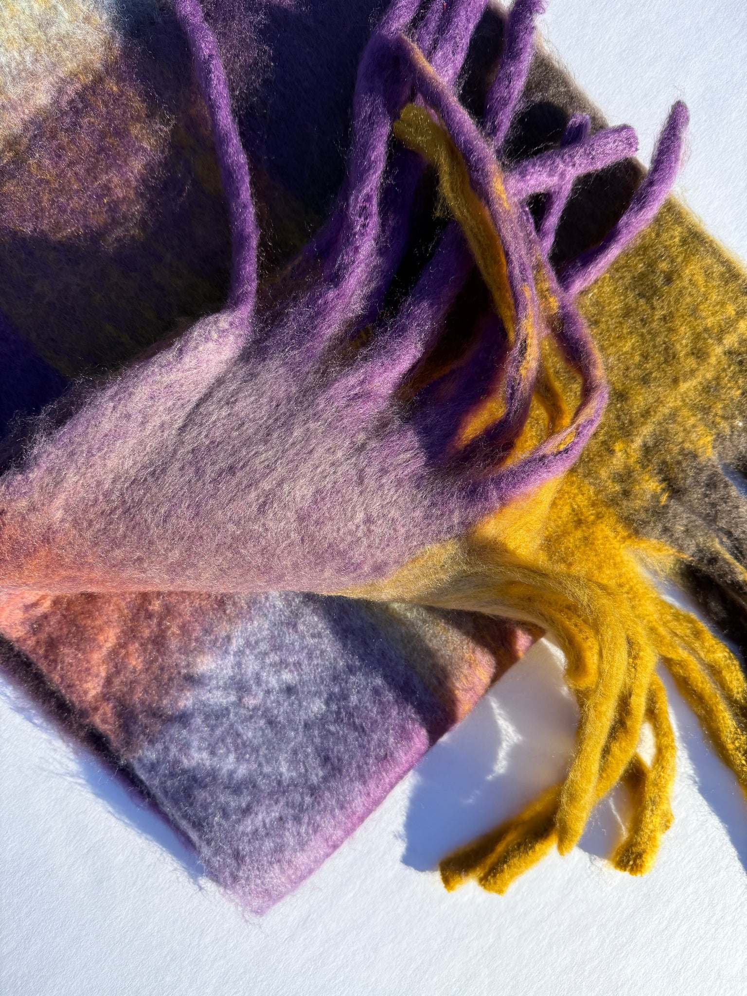 Recycled Wool Mohair Scarf - Plum