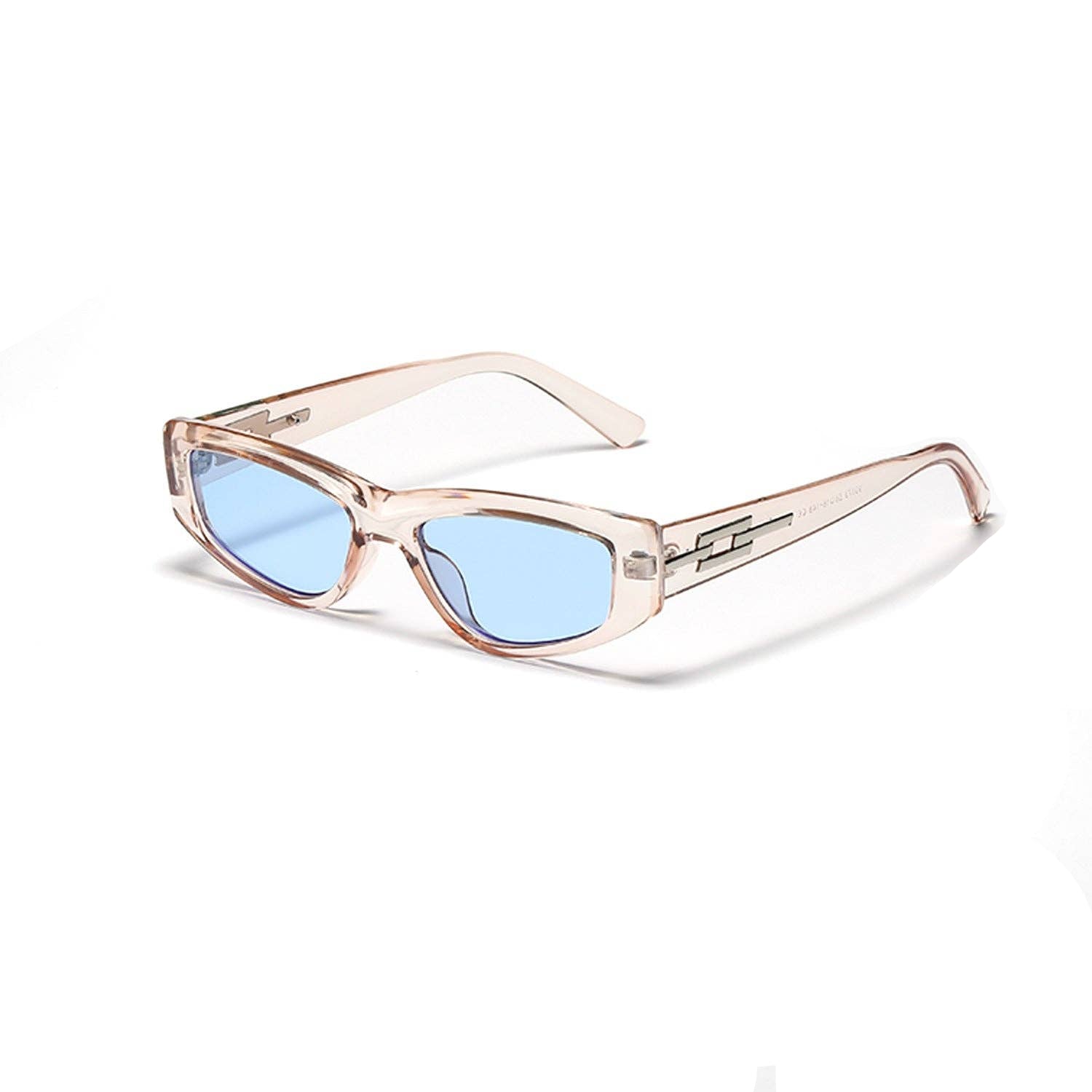 Vintage Blue and cream Women\'s Sunglasses Cateye petite frames glasses Oval Cat Eye Sunglasses Woman Pearl Effect Blue Frame Dark  main image 2