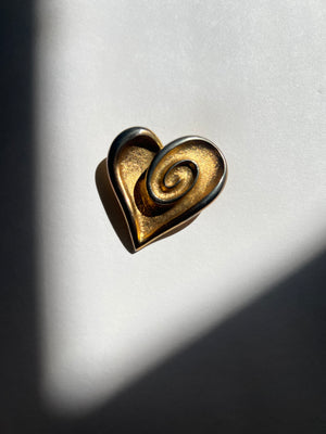 Burnished Golden Heart Brooch