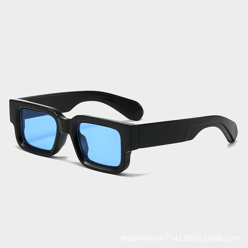 Square Frame Sunglasses - Black & Blue