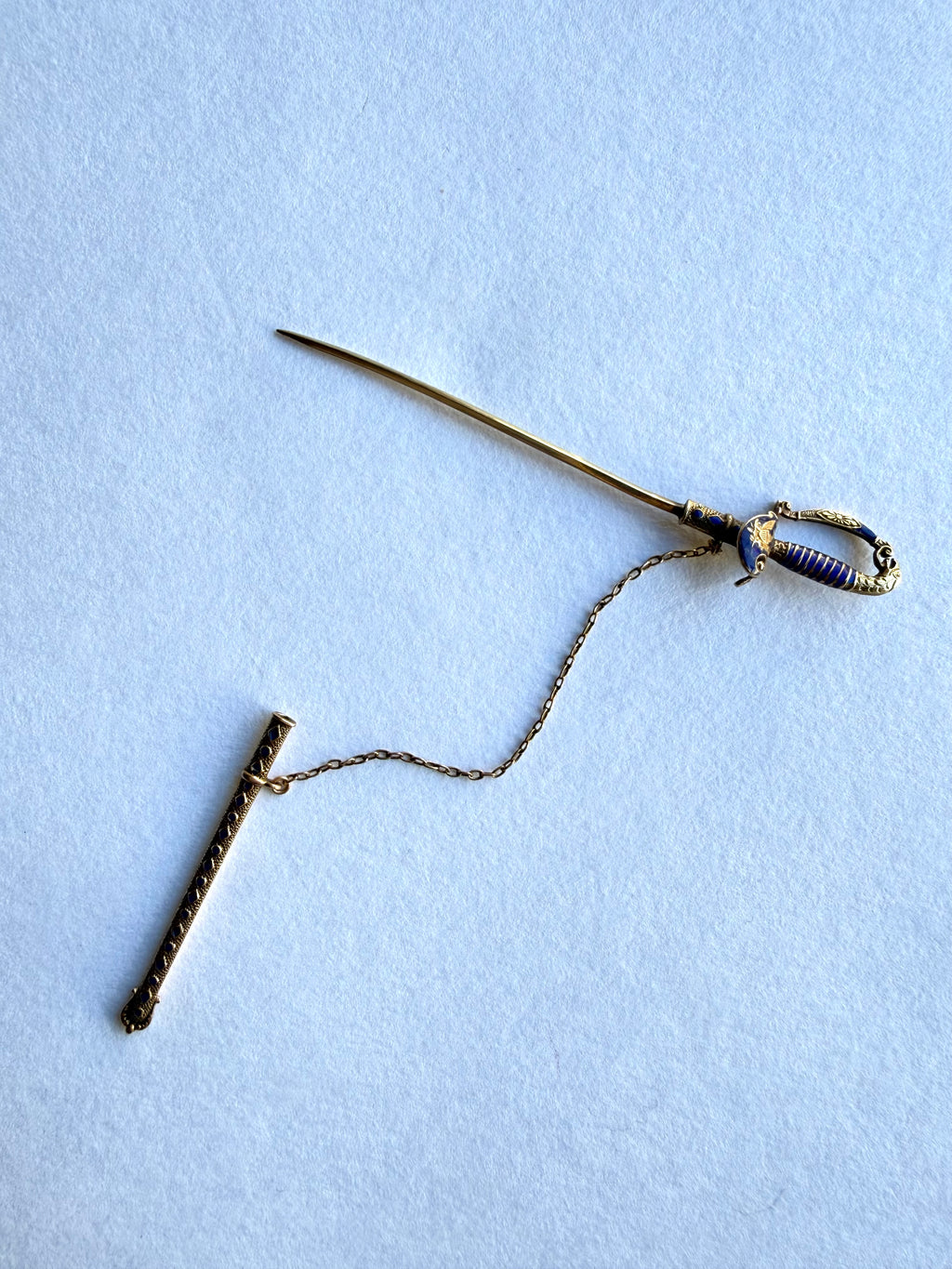Antique Gold Enamel Sword Pin