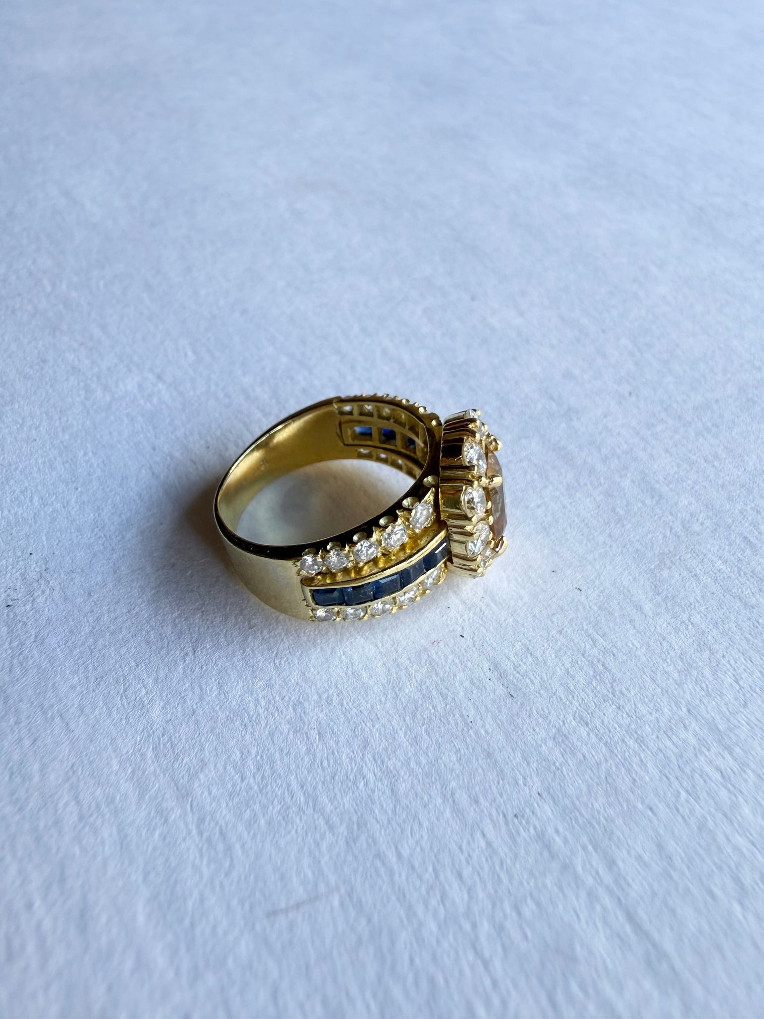Vintage Cocktail Ring with Diamonds & Sapphires
