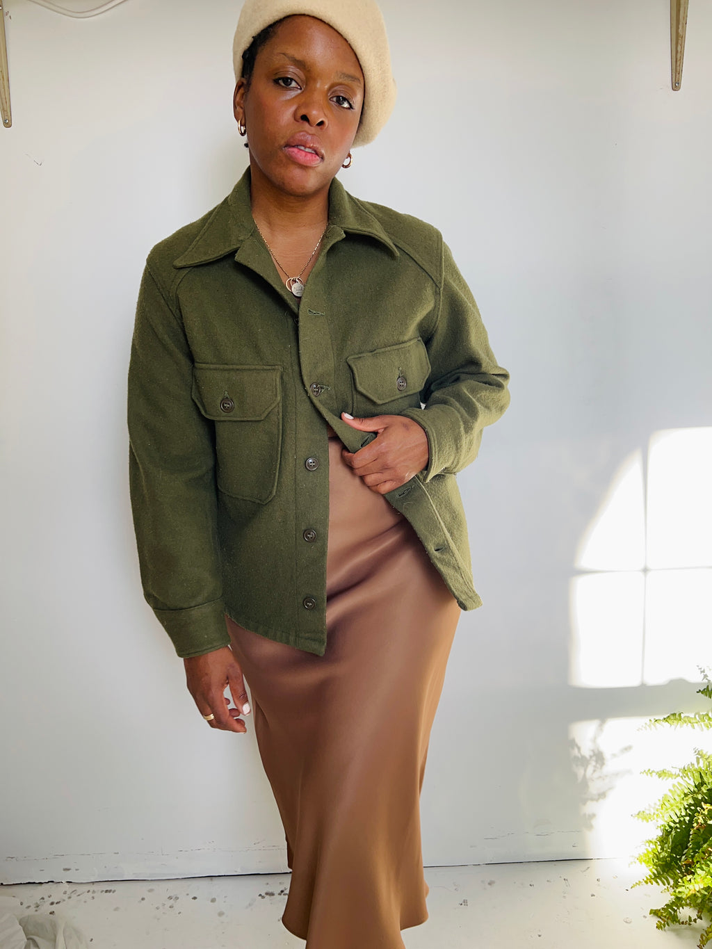 Military Issue Green Wool Shirt