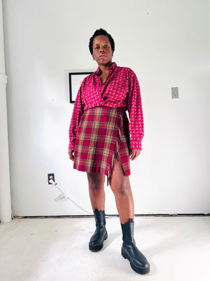 Plaid Alpaca Wool Skirt