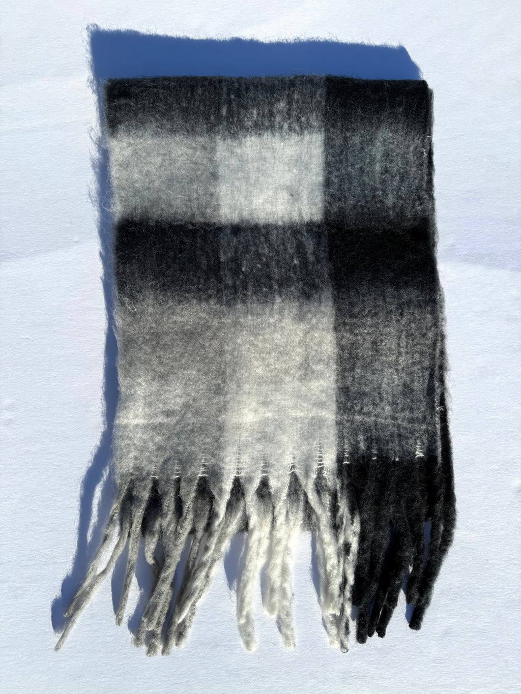 Recycled Wool Mohair Scarf - Noir