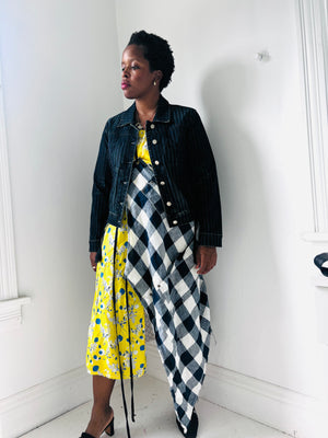 Striped Denim Jacket with Lacing