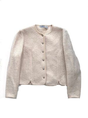 Cream Boiled Wool Cardigan