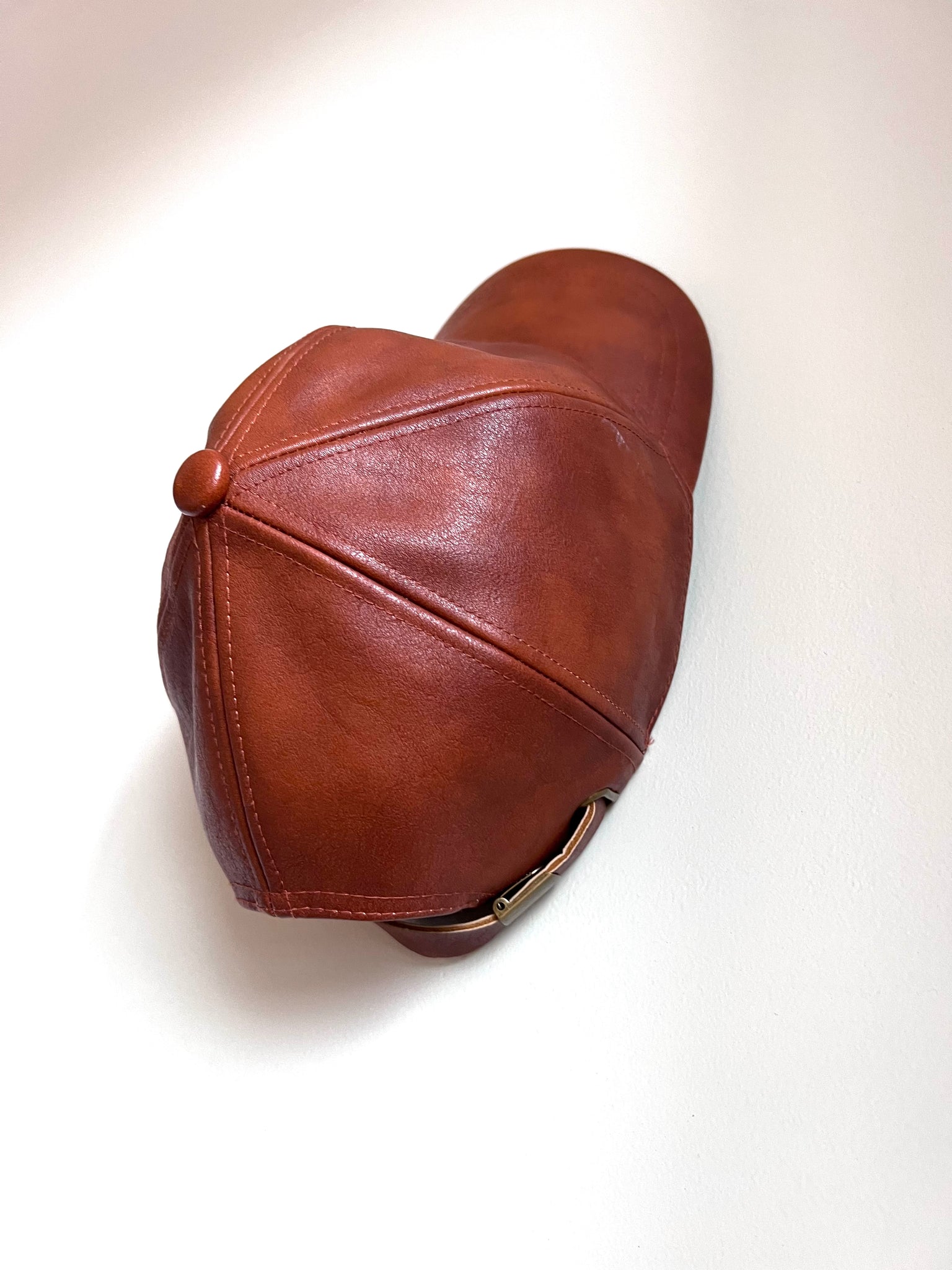 Brown Faux Leather Cap