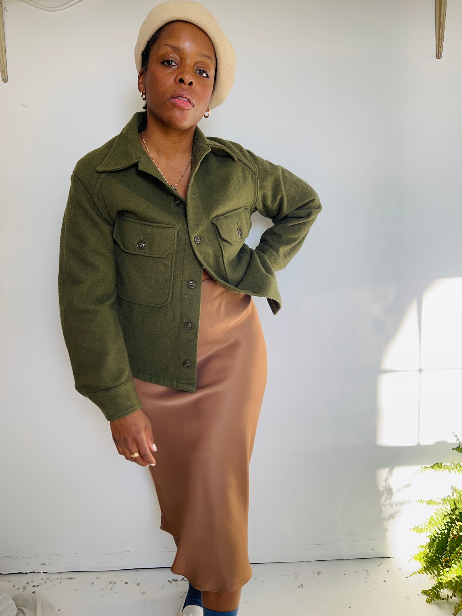 Military Issue Green Wool Shirt