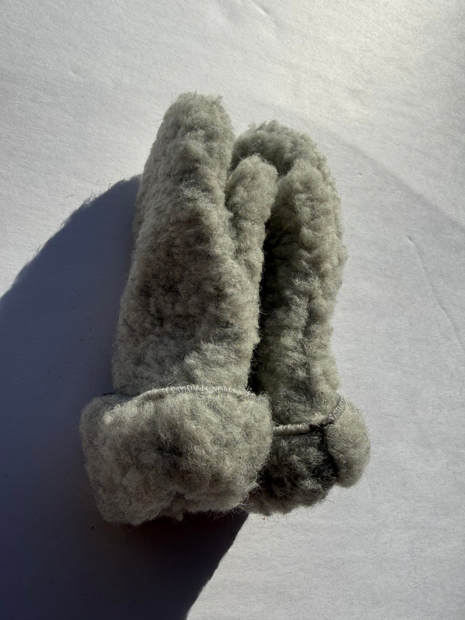 Sheepskin Wool Mittens - Soft Grey