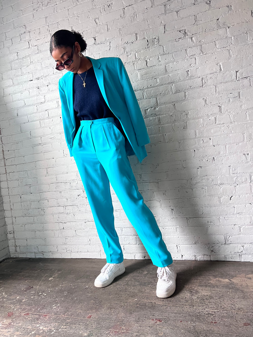 Aqua Blue Silk Suit