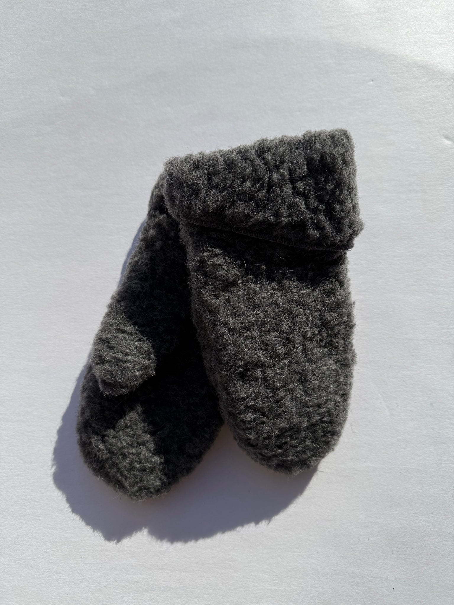 Sheepskin Wool Mittens - Slate Grey
