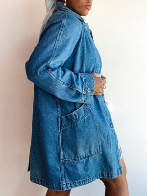 Medium Wash Denim Trench