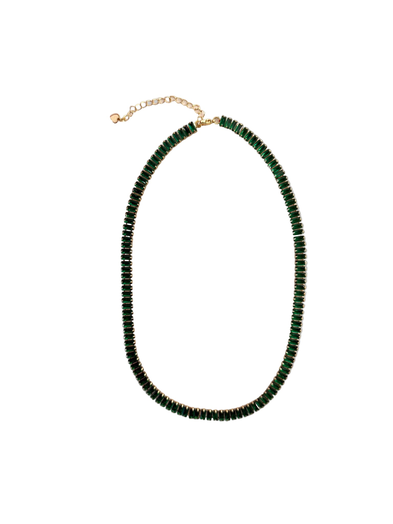 18K Gold Filled Baguette Tennis Necklace  by DUNIA
