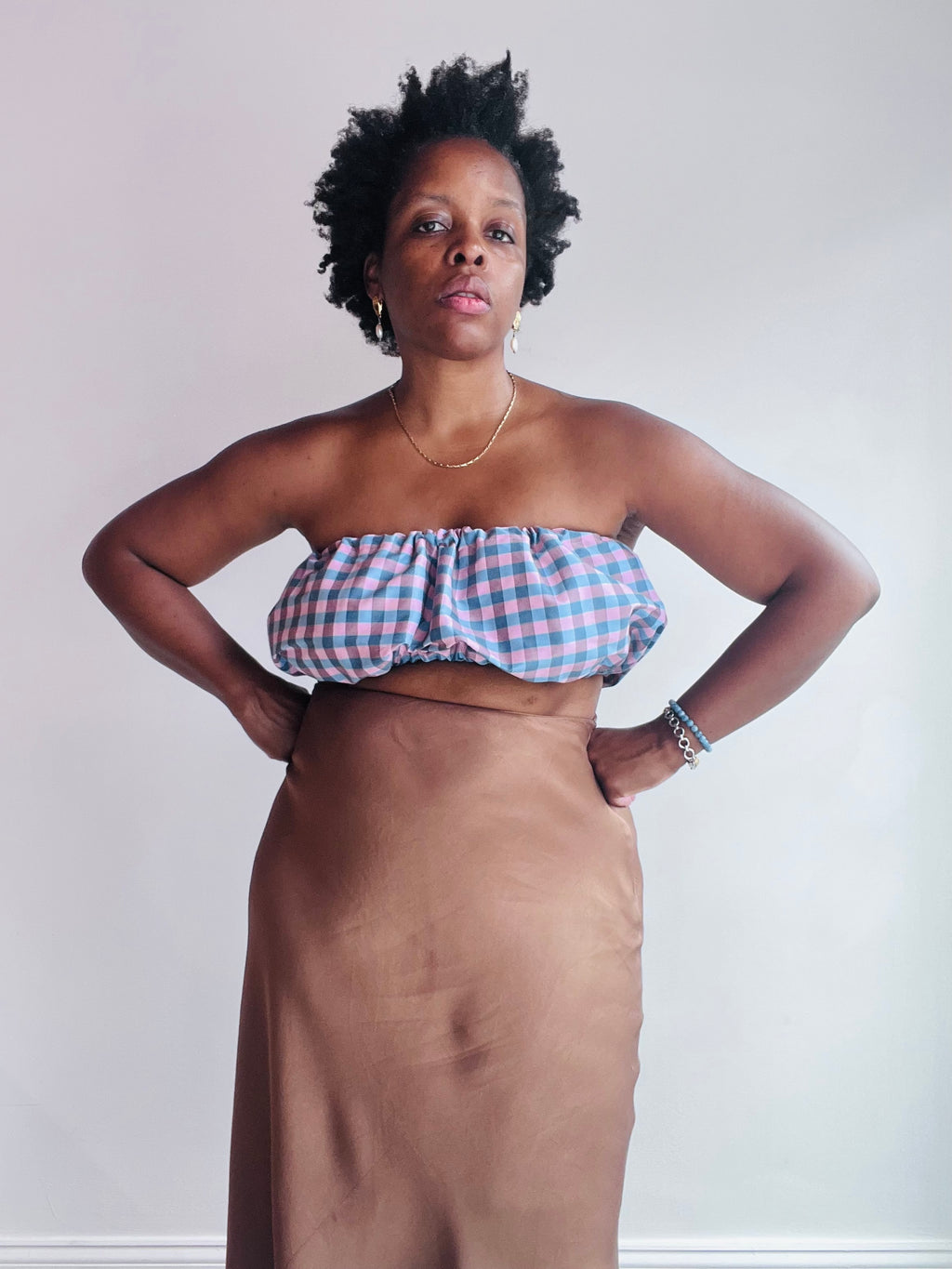 Handmade Ruched Tube Top - Gingham