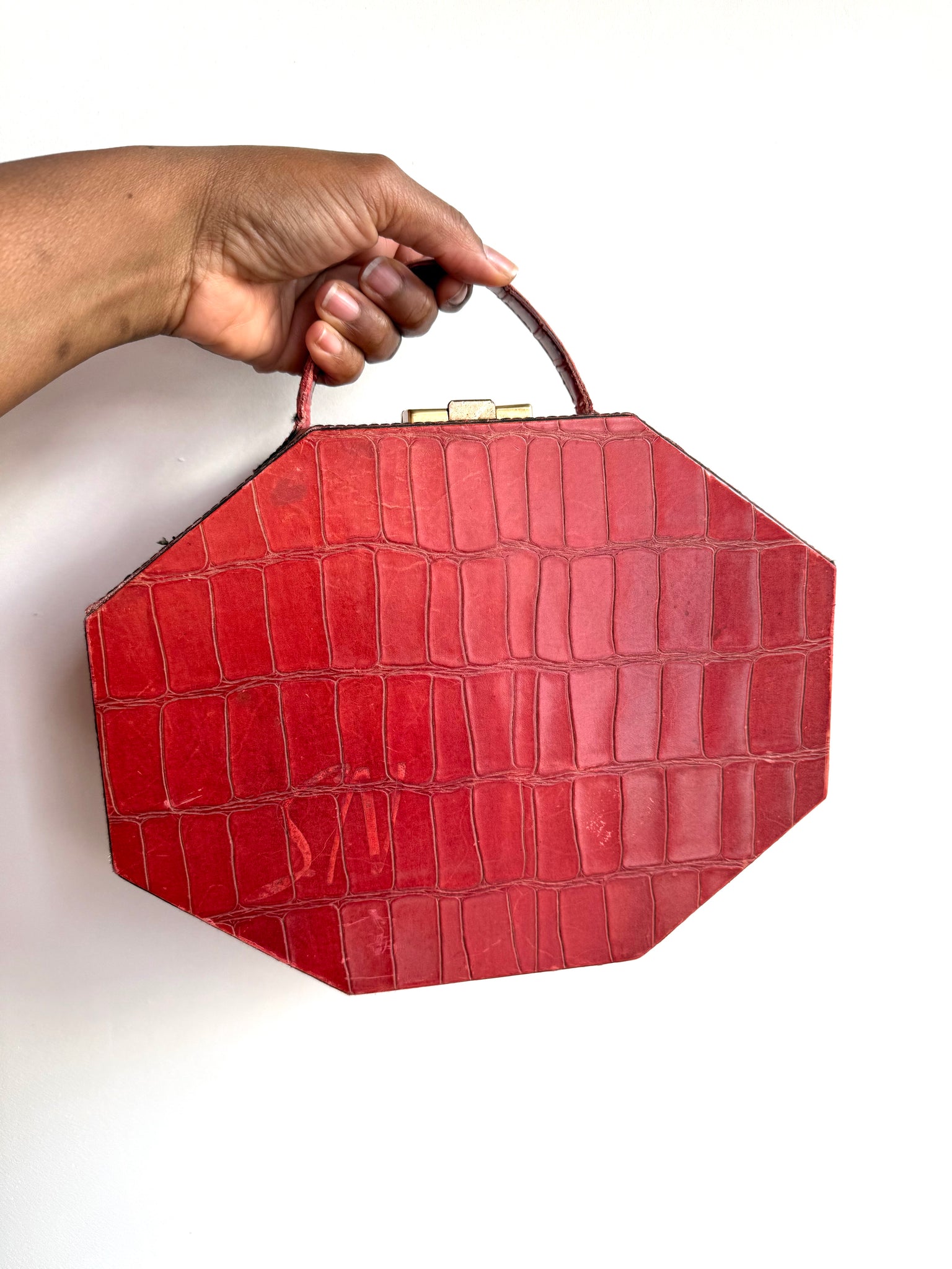 Red Croc Box Purse