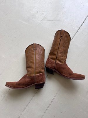 Golden Leather & Suede Western Boots