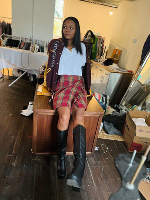Plaid Alpaca Wool Skirt