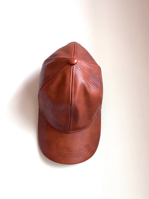 Brown Faux Leather Cap